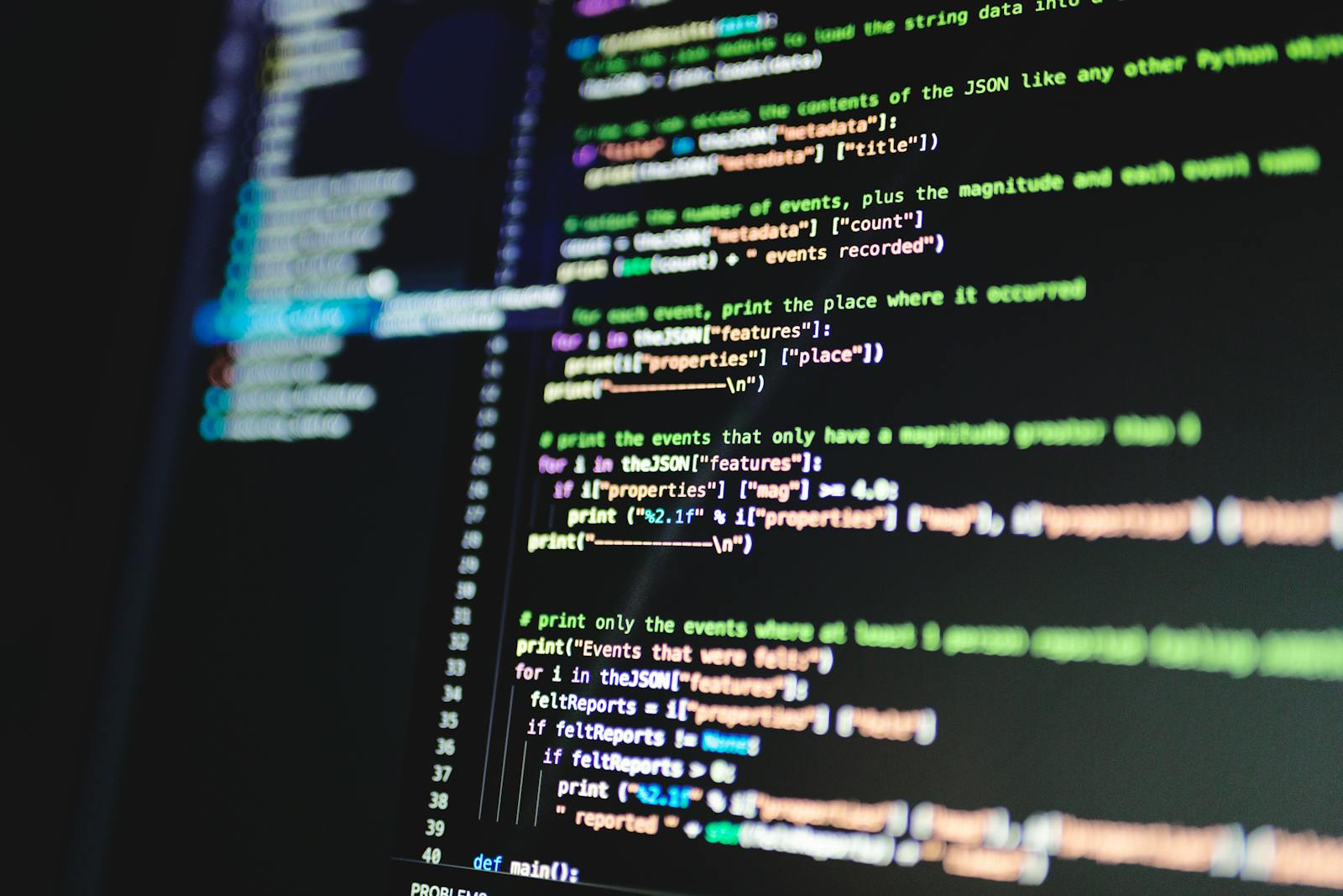 Software source code on a screen